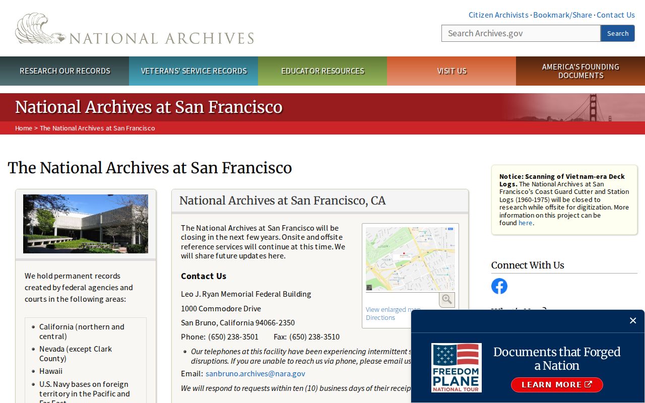 Lathrop city directory federal records at National Archives San Francisco