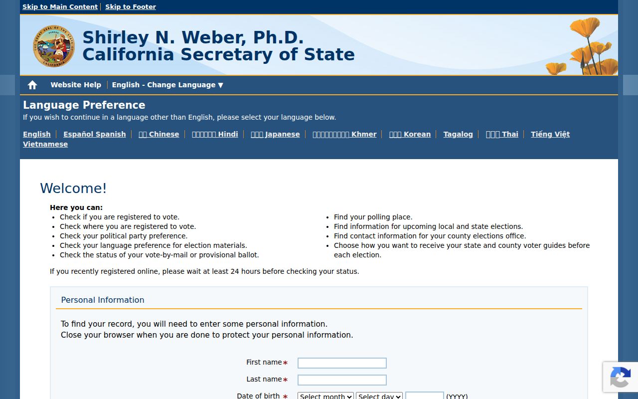 Lathrop residents directory California voter status search