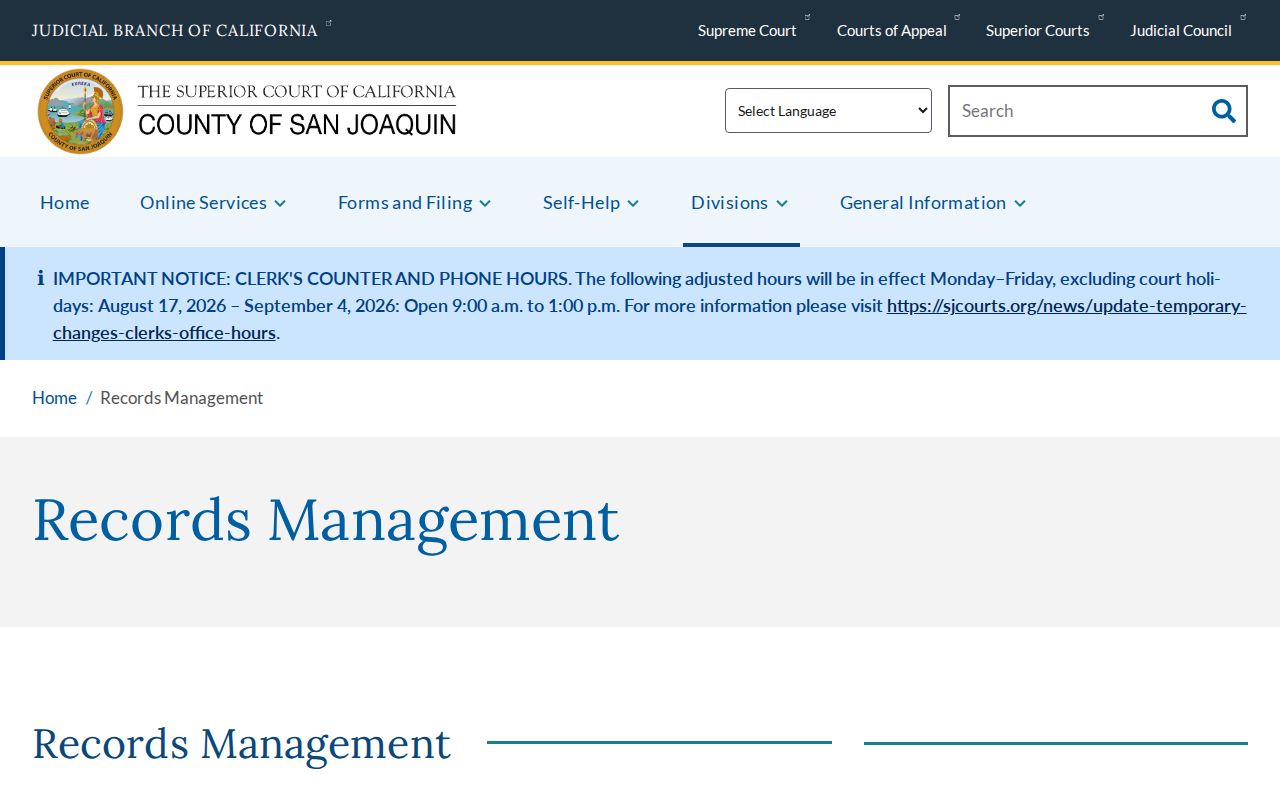 Lathrop resident lookup San Joaquin Superior Court records