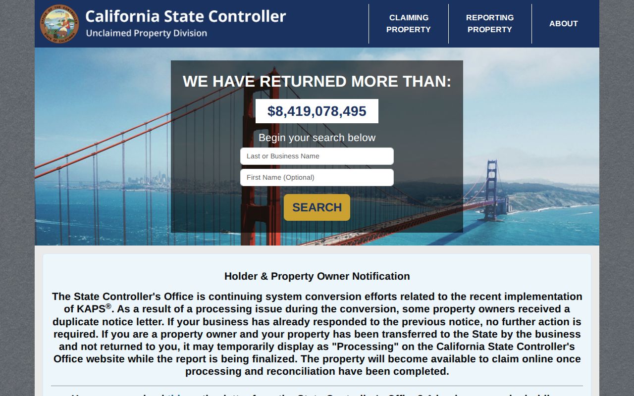 Lathrop ZIP code directory unclaimed property search